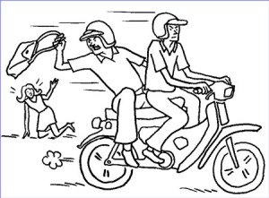 A common scenario of snatch theft in action